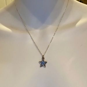 Coach Blue Crystal Star .925 Sterling Necklace